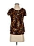 Emily Stacy Brown Short Sleeve Top Size S - photo 1