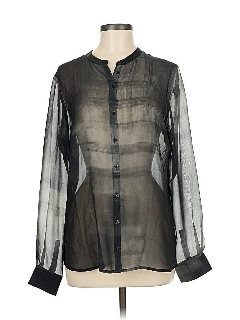 Pre-owned Eileen Fisher Long Sleeve Blouse In Black