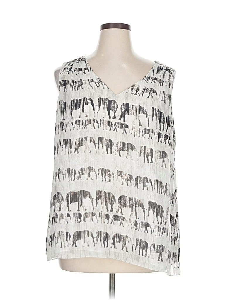 Pre-owned Nic + Zoe Sleeveless Blouse In Silver