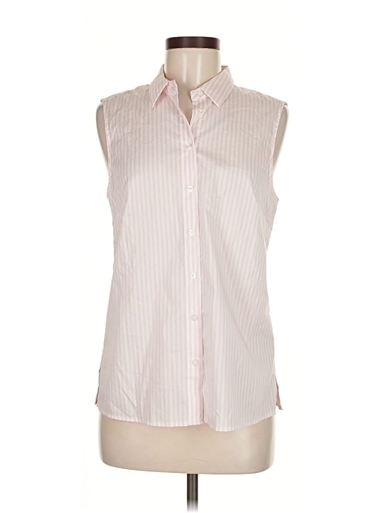 Pre-owned Ann Taylor Sleeveless Button Down Shirt In Pink