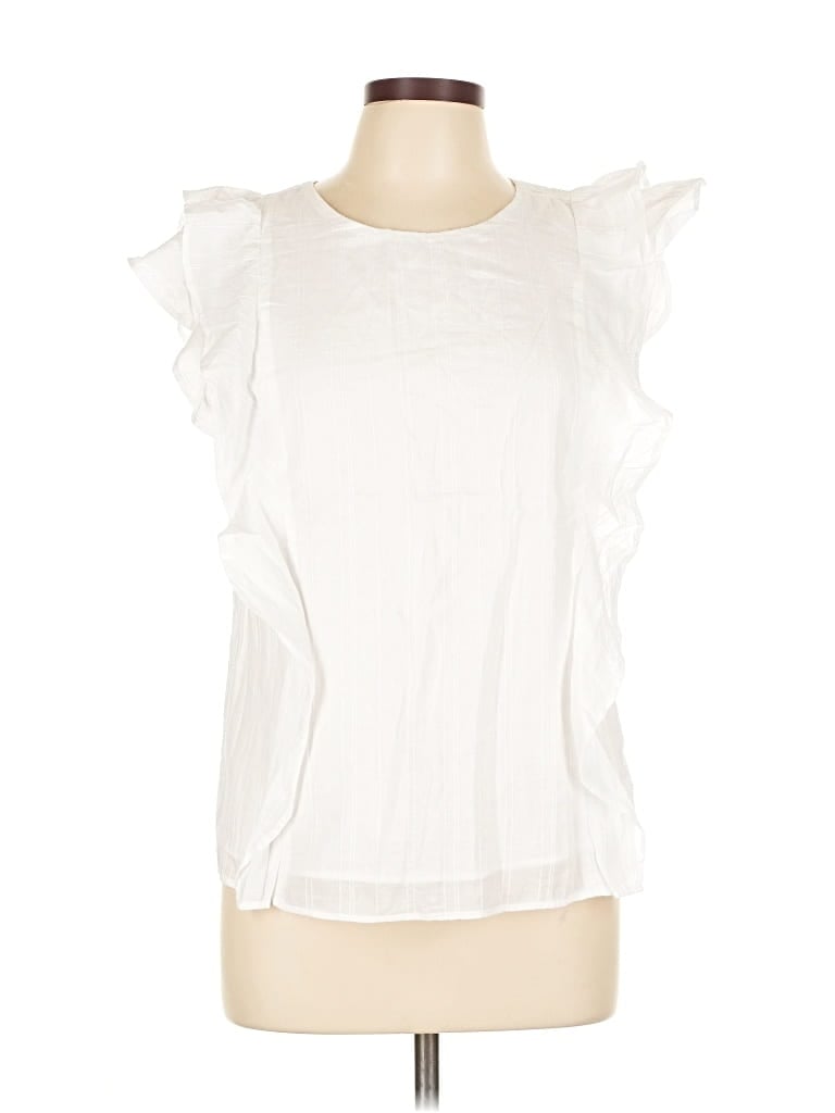 Pre-owned Ann Taylor Factory Sleeveless Blouse In White