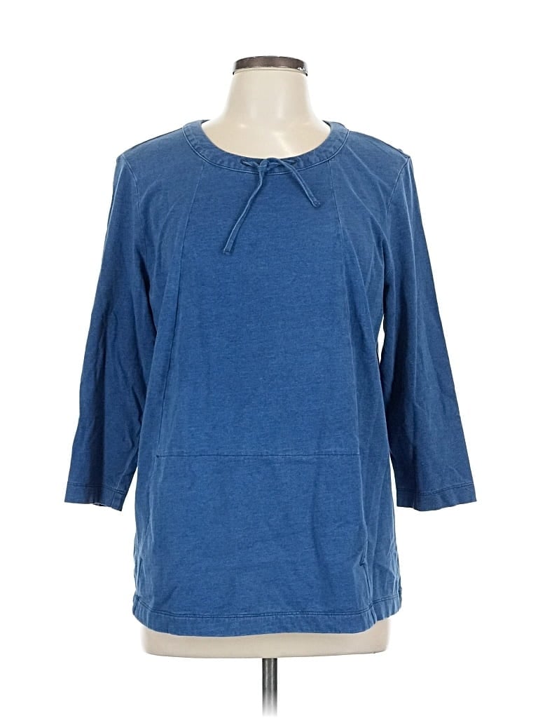Click to view more detailed imagery on our partner's website Pre-owned Purejill 3/4 Sleeve Top Blue Crew Neck Tops