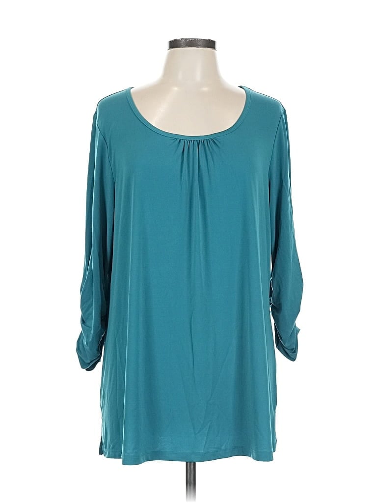 Pre-owned Susan Graver 3/4 Sleeve Blouse In Blue