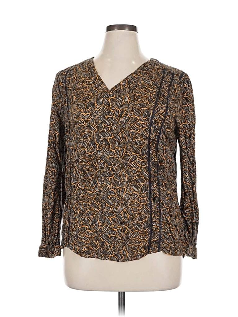 Pre-owned Hinge 3/4 Sleeve Blouse In Brown