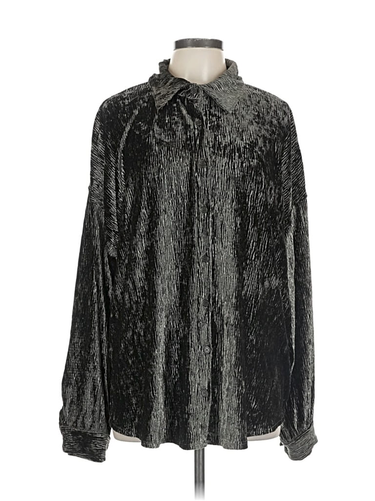 Pre-owned Pretty Garbage Long Sleeve Blouse In Silver