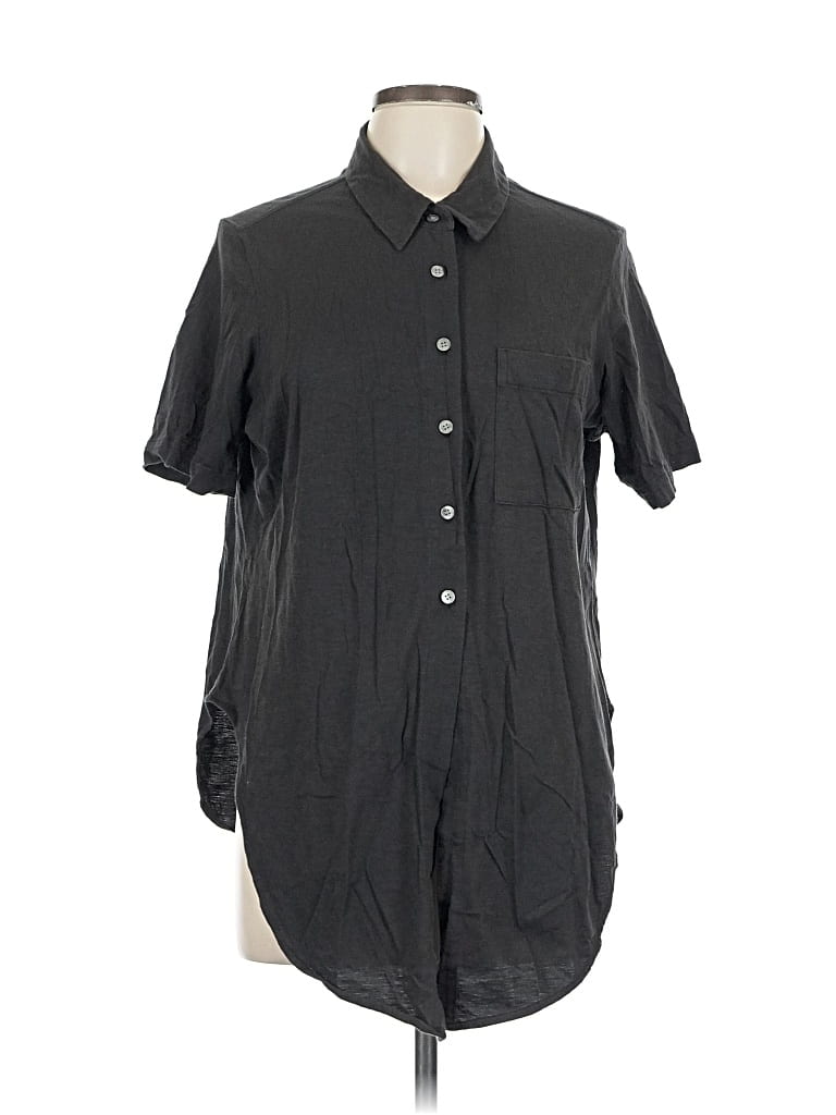 Pre-owned Theory Short Sleeve Blouse In Black