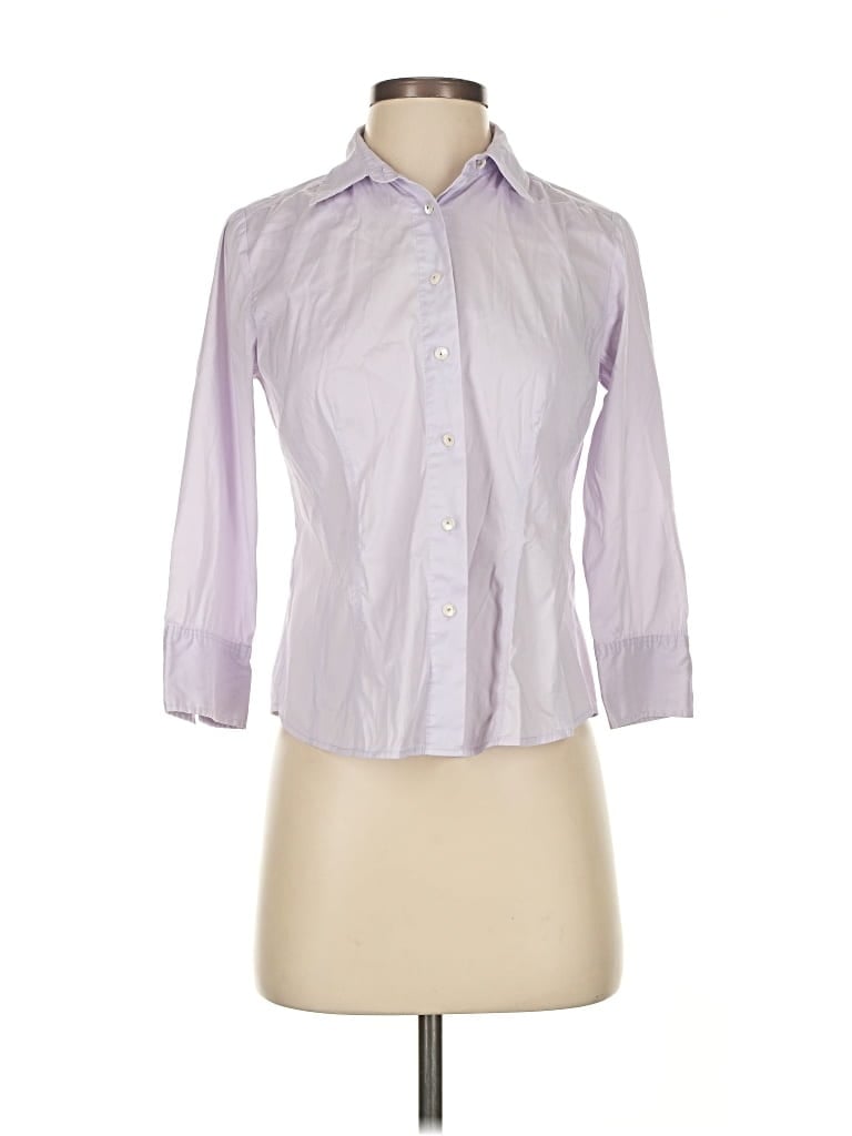 Pre-owned Talbots 3/4 Sleeve Button Down Shirt In Purple