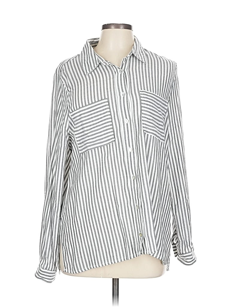 Pre-owned Love Tree Long Sleeve Button Down Shirt In Silver