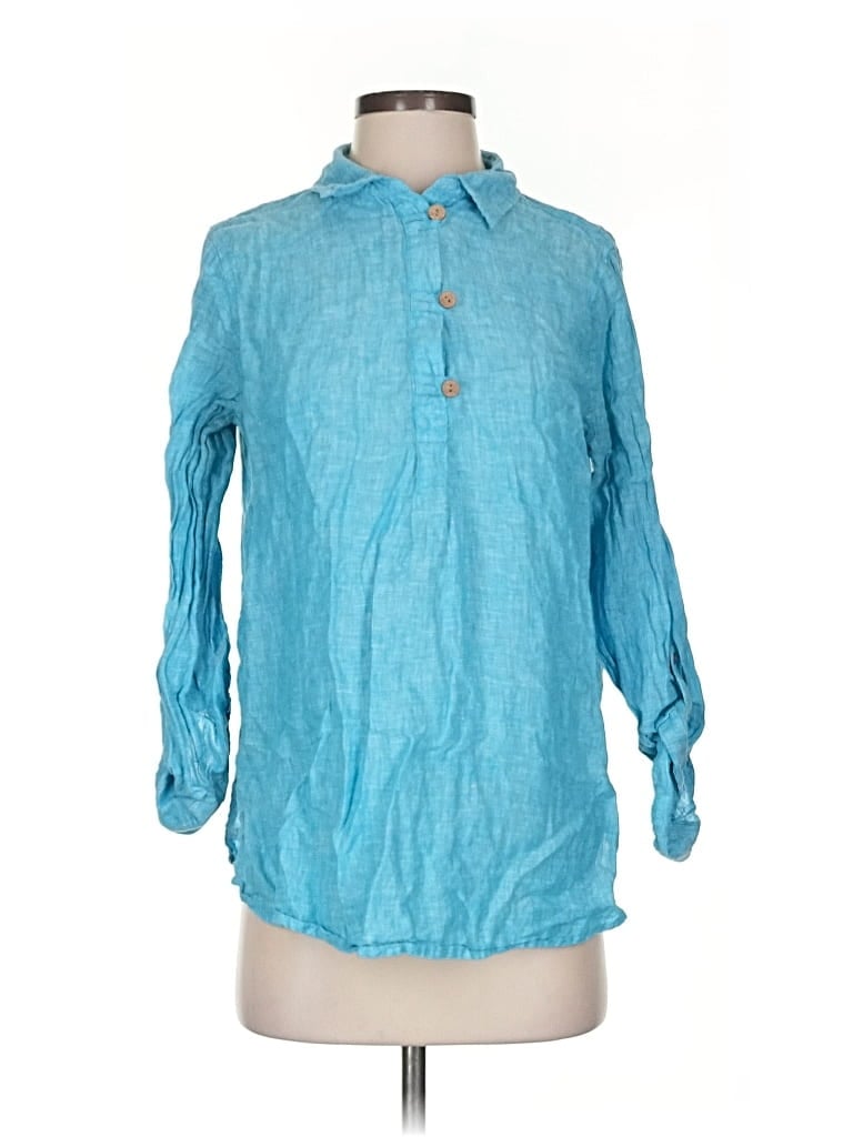Pre-owned Sigrid Olsen 3/4 Sleeve Blouse In Blue