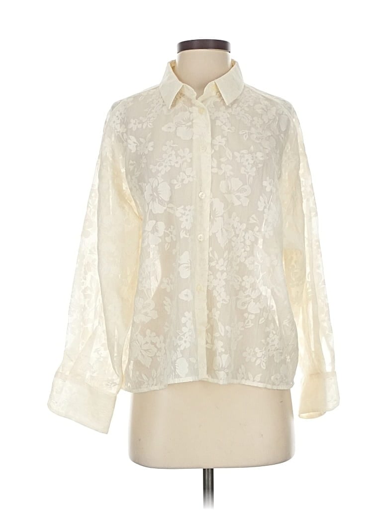 Pre-owned Zara Basic 3/4 Sleeve Blouse In White