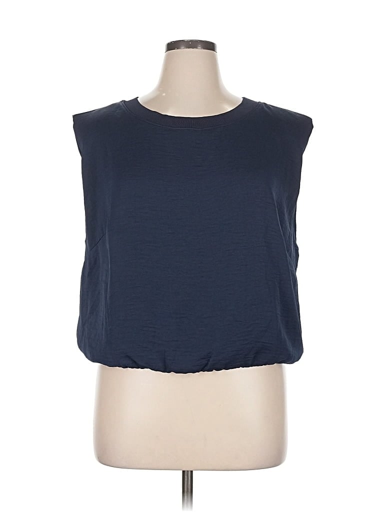 Skies Are Blue Sleeveless Top Blue Boatneck Tops In Blue