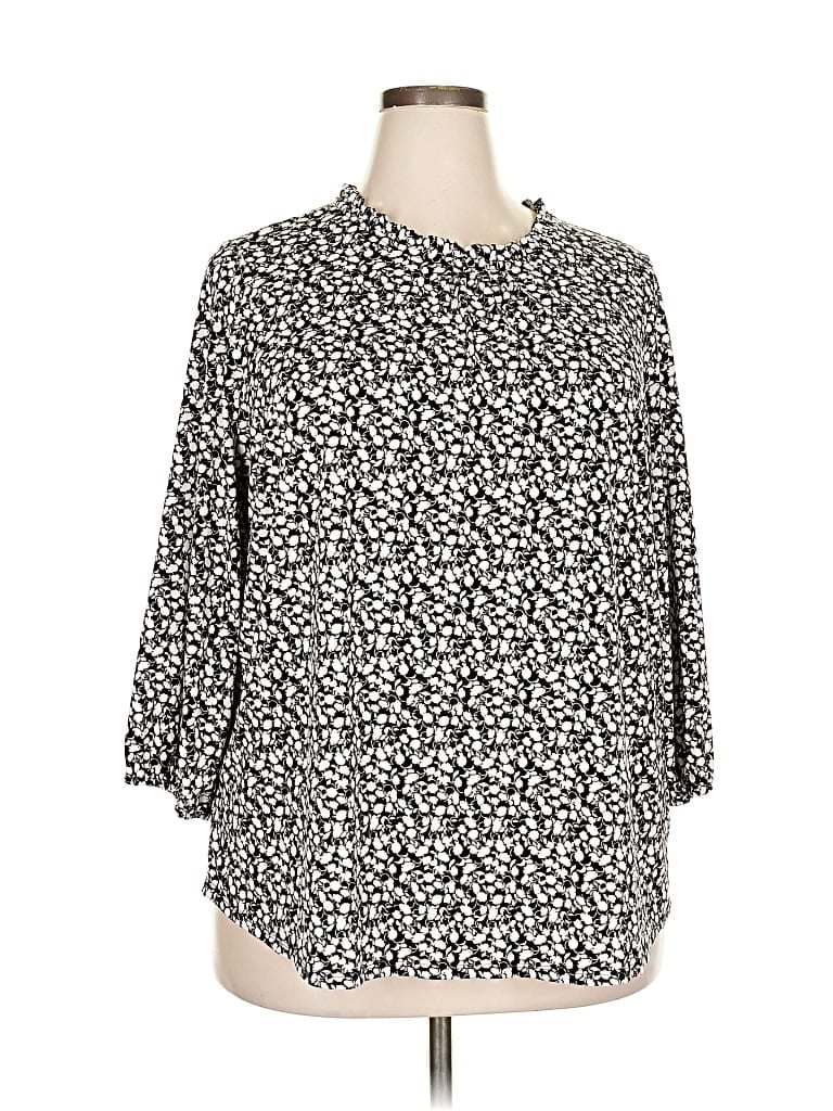 Pre-owned Adrianna Papell 3/4 Sleeve Blouse In Black