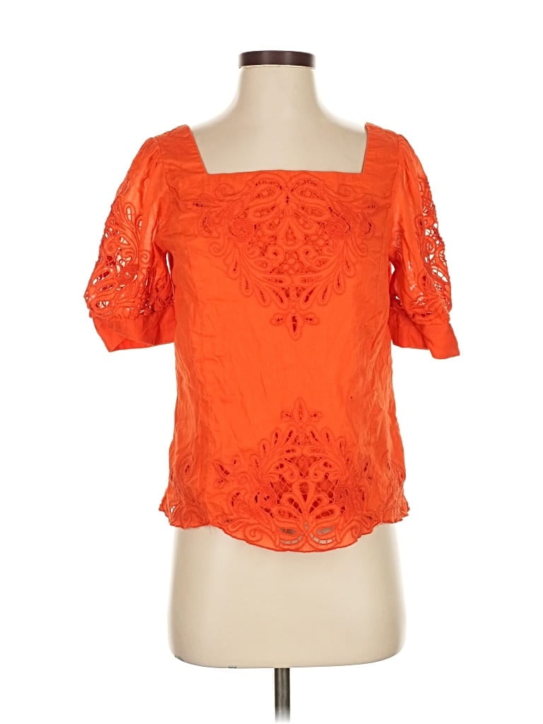Pre-owned By Anthropologie Short Sleeve Blouse In Orange