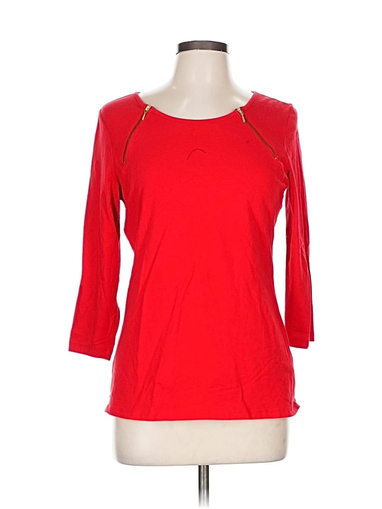 Pre-owned The Limited 3/4 Sleeve Top Red Keyhole Neckline Tops