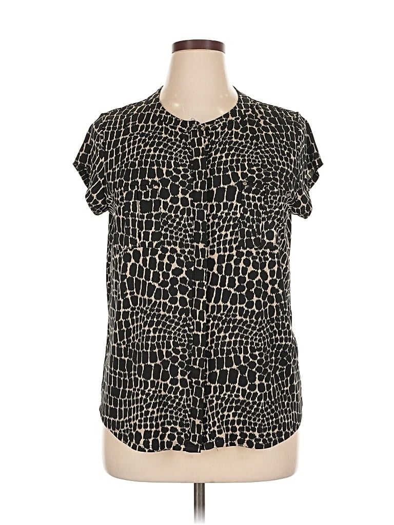 Pre-owned Dana Buchman Short Sleeve Blouse In Black
