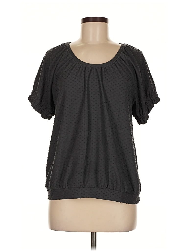 Pre-owned Ann Taylor Loft Short Sleeve Blouse In Black