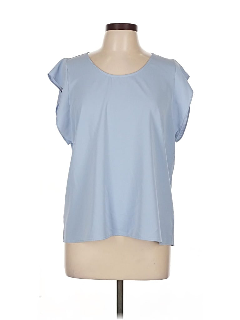 Pre-owned Express Short Sleeve Blouse In Blue