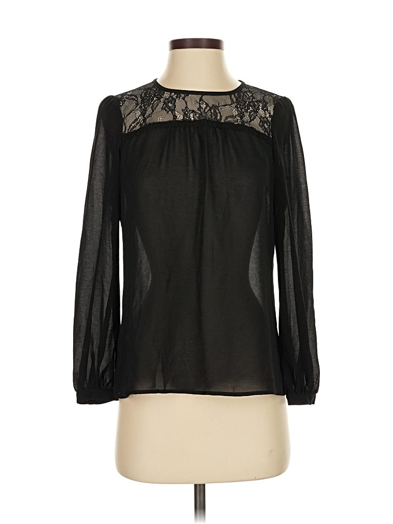 Pre-owned Ann Taylor Loft Long Sleeve Blouse In Black