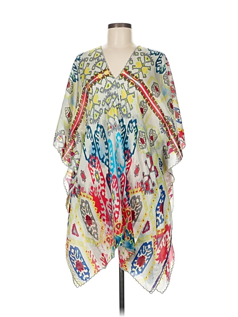 Pre-owned Johnny Was Short Sleeve Blouse In Blue