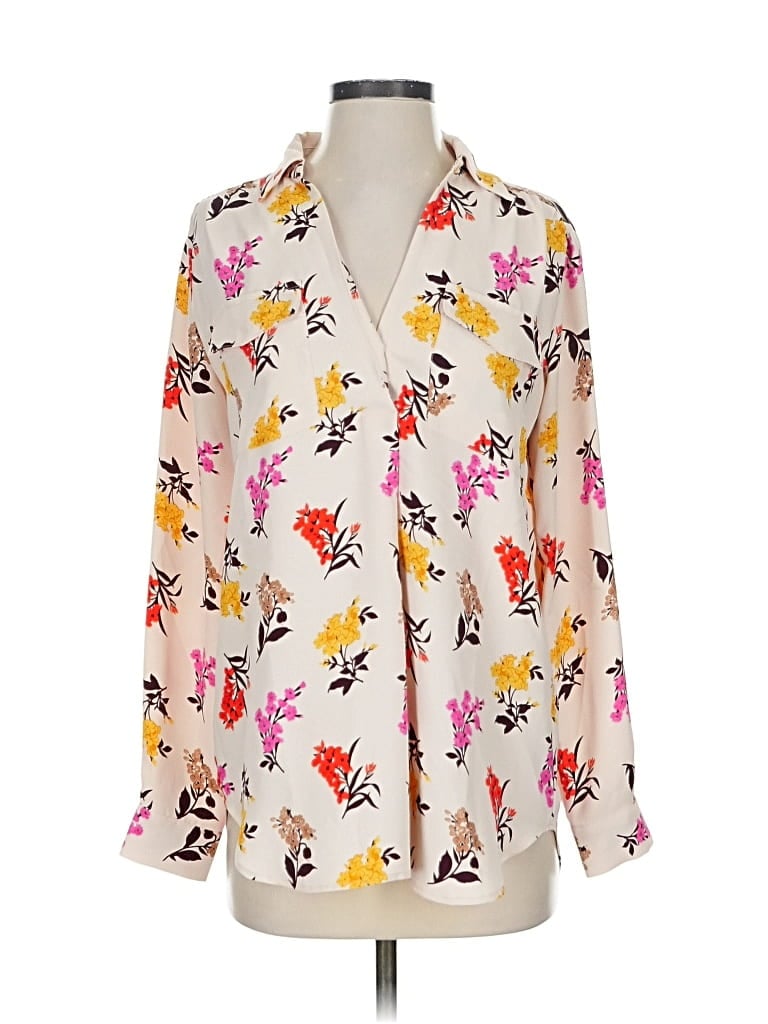 Pre-owned Ann Taylor Long Sleeve Blouse In White