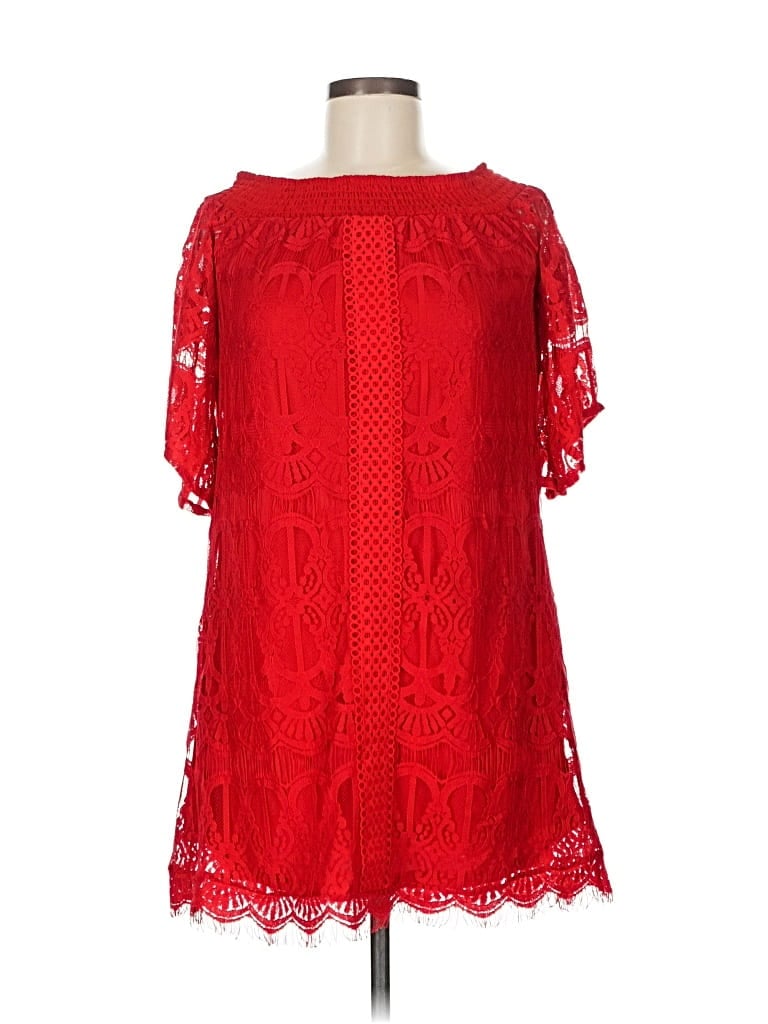 Pre-owned Miami 3/4 Sleeve Top Red Cold Shoulder Neckline Tops