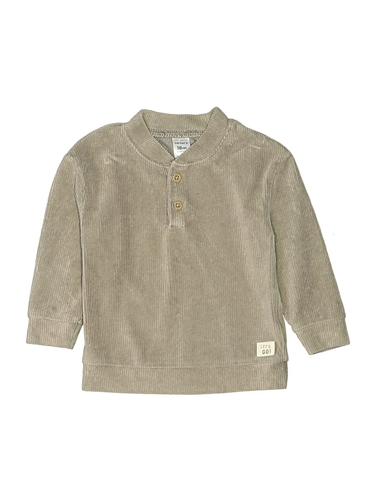 Pre-owned Carter's Kids' Long Sleeve Polo Shirt In Brown
