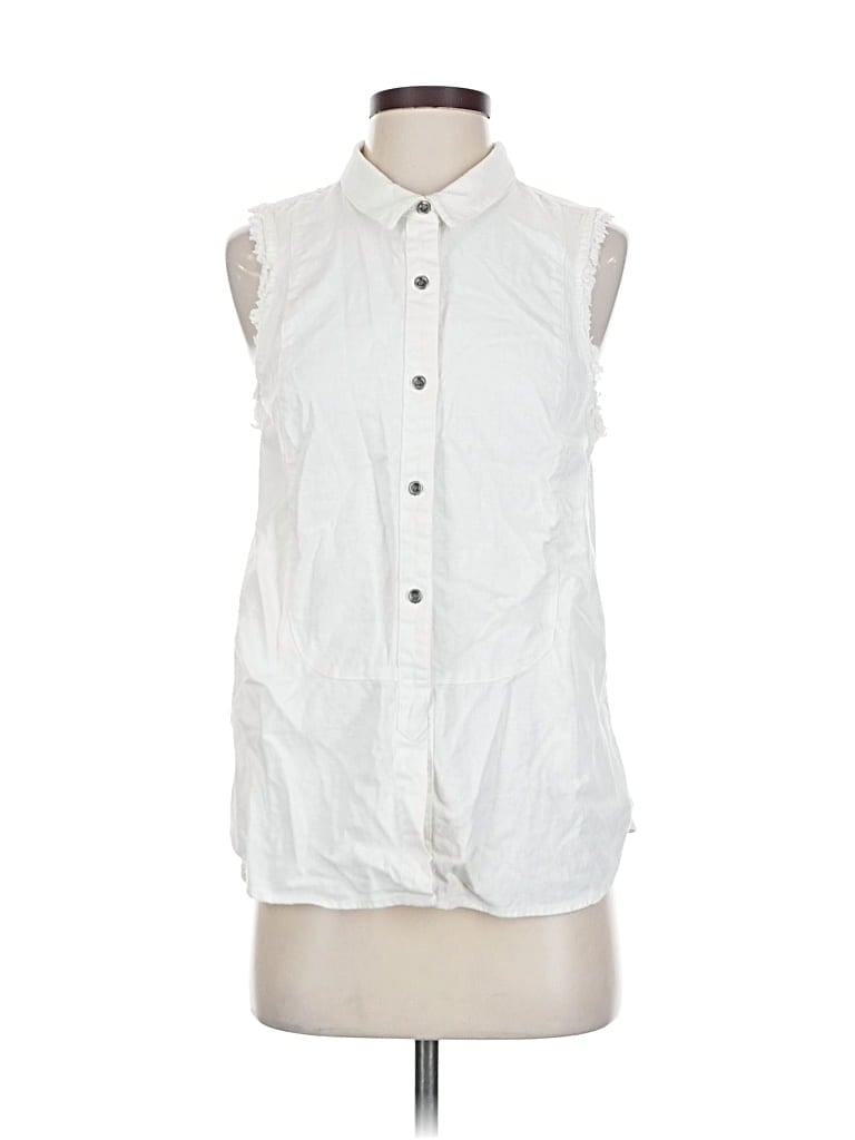Pre-owned Free People Sleeveless Button Down Shirt In White