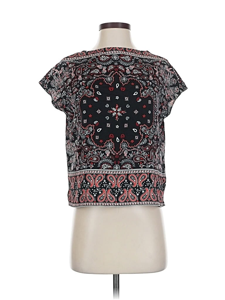 Pre-owned Rachel Rachel Roy Short Sleeve Blouse In Black