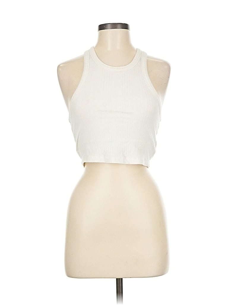 MWL BY MADEWELL Pre-owned Tank Top Ivory Halter Neckline Tops In White