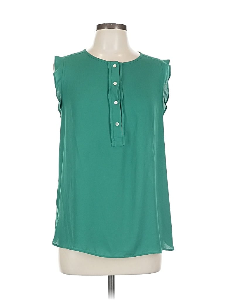 Pre-owned Ann Taylor Loft Sleeveless Blouse In Green