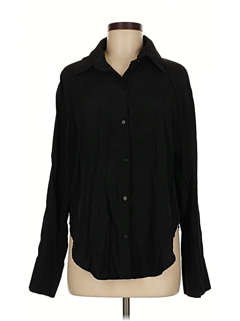 Pre-owned Beige Botany Long Sleeve Blouse In Black