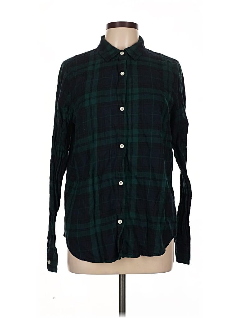 Pre-owned Old Navy Long Sleeve Button Down Shirt In Green