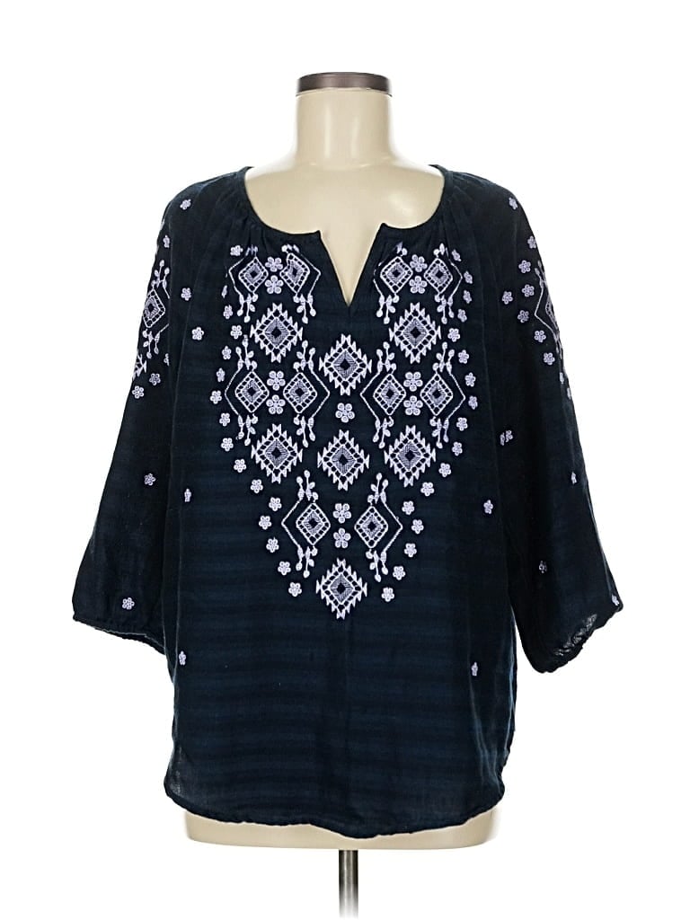 Click to view more detailed imagery on our partner's website Pre-owned Jjill 3/4 Sleeve Blouse In Blue