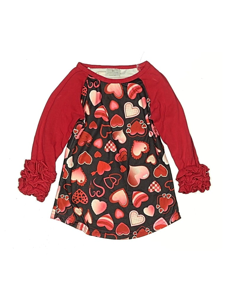 Pre-owned Unbranded Kids' 3/4 Sleeve Top Red Sweetheart Neckline Tops