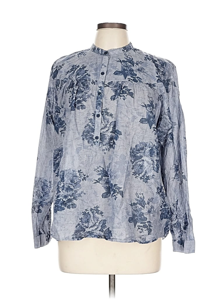 Pre-owned Lucky Brand Long Sleeve Blouse In Blue