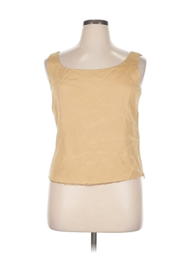 Pre-owned Lafayette 148 Sleeveless Top Tan Square Neckline Tops In Brown