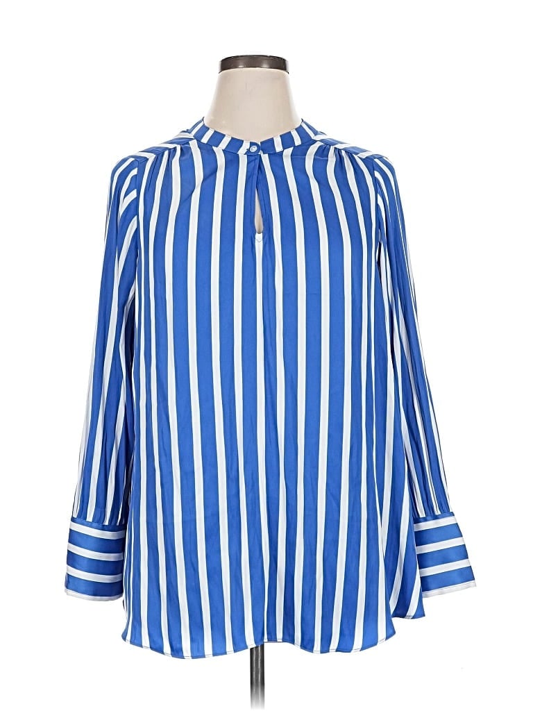 Lane Bryant Long Sleeve Blouse In Blue