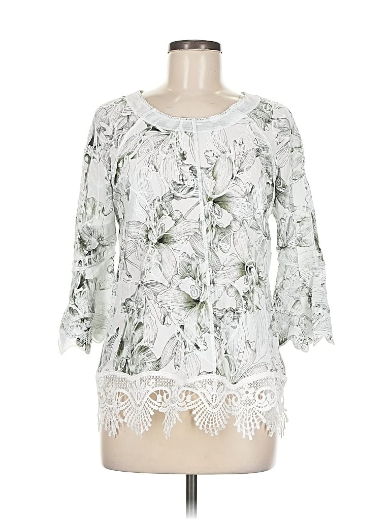 Pre-owned Chico's 3/4 Sleeve Blouse In White