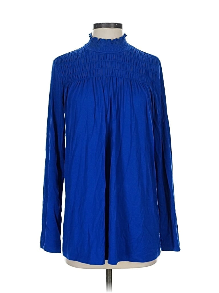 Pre-owned Susan Graver Long Sleeve Blouse In Blue