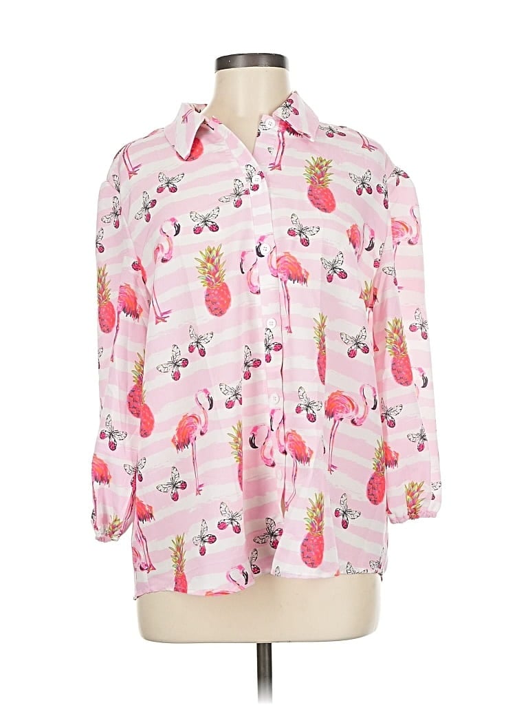 Pre-owned Unbranded 3/4 Sleeve Blouse In Pink