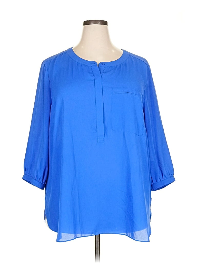 Pre-owned Nydj 3/4 Sleeve Blouse In Blue