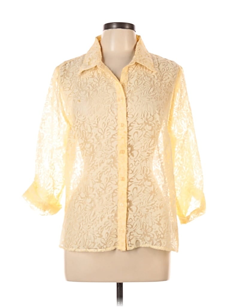 Pre-owned Erika 3/4 Sleeve Blouse In Gold