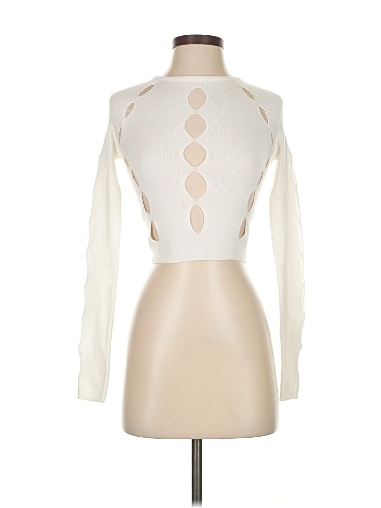 Pre-owned Urban Outfitters Long Sleeve Top Ivory Keyhole Neckline Tops In White