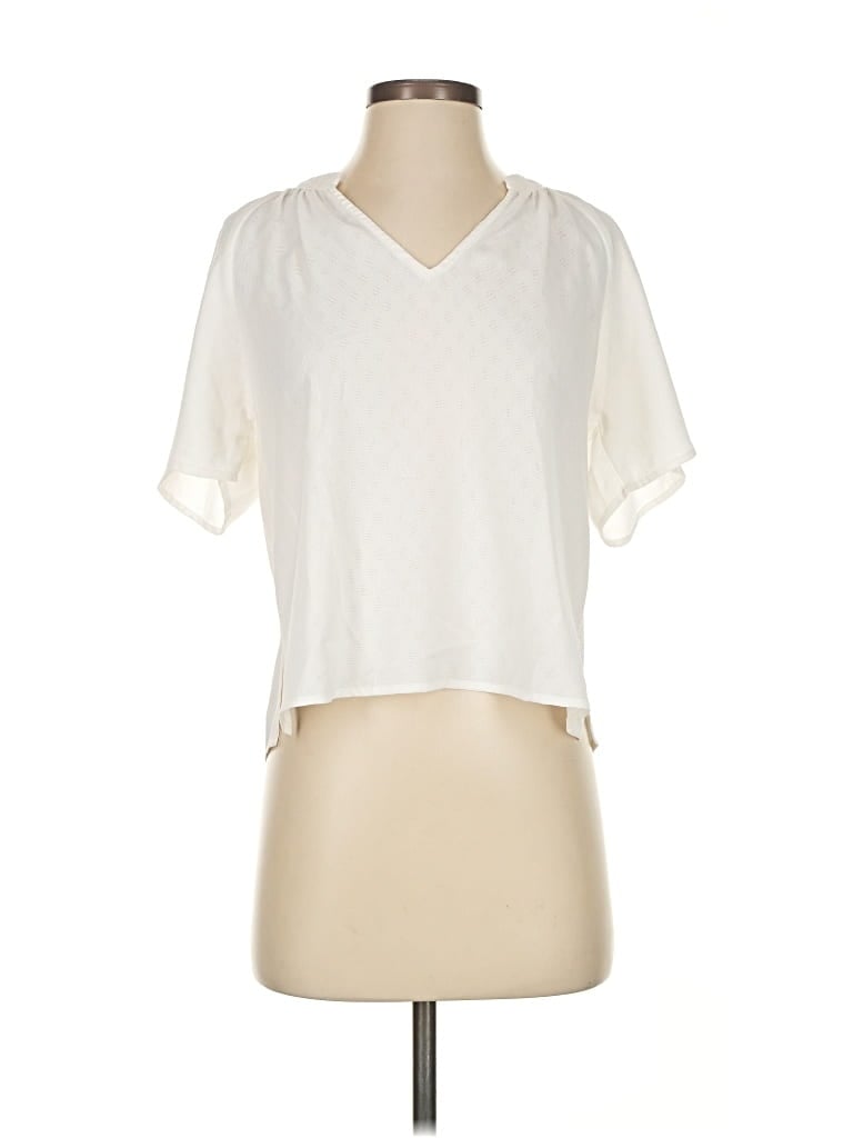 Pre-owned Lulus Short Sleeve Blouse In White