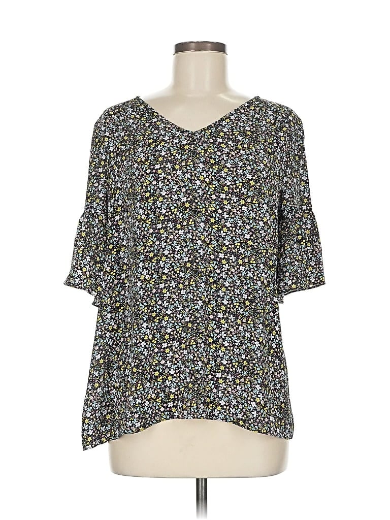 Pre-owned Ann Taylor Loft Short Sleeve Blouse In Gray