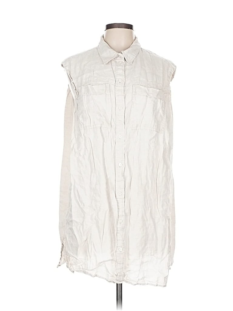 Pre-owned H&m Sleeveless Button Down Shirt In White