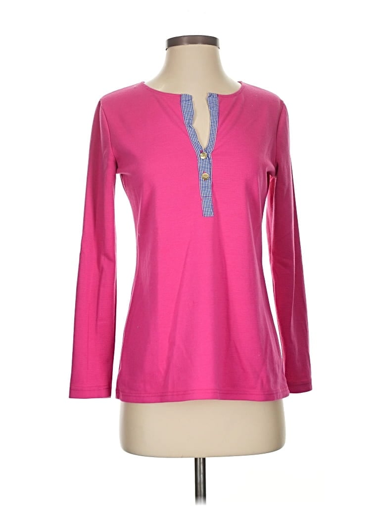 Pre-owned Haley And The Hound Long Sleeve Henley Shirt In Pink