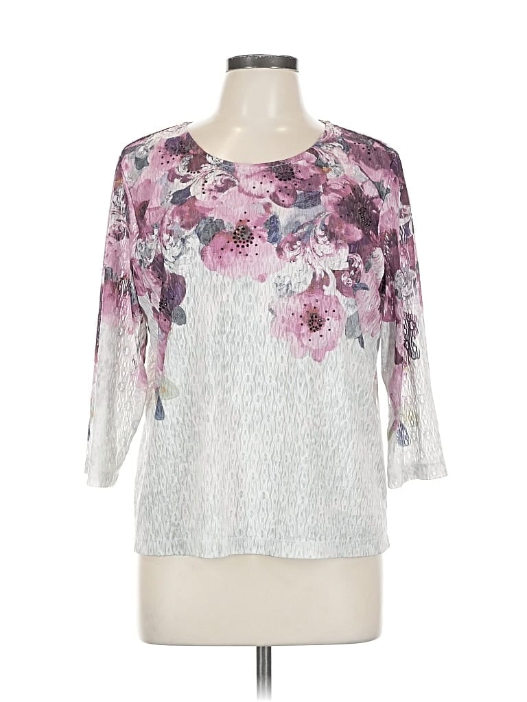 Pre-owned Alfred Dunner 3/4 Sleeve Blouse In White