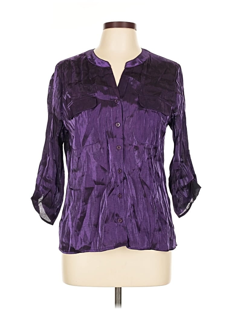 Pre-owned Elementz 3/4 Sleeve Blouse In Purple