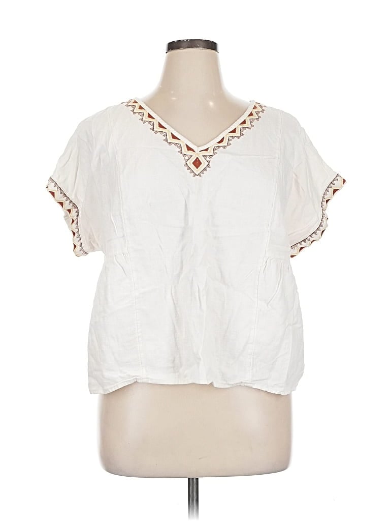 Pre-owned Sonoma Goods For Life Short Sleeve Blouse In White